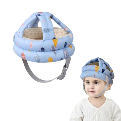 Casco Neonato Primi Passi, Caschetto Primi Passi per Bambini da 6 a 36 Mesi, Caschetto Neonato Anticaduta, Traspirante e sicuro(blu)