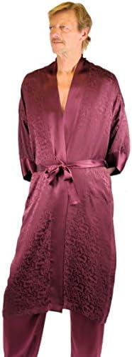 Nyeez Men's Classic Silk Robe Kimono Bathrobe Short (One Size, Zin Long)