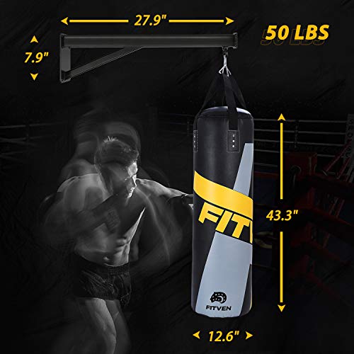 FITVEN Punching Bag with Wall Bracket for Man Women Kids, Indoor/Garden Boxing Bag, Heavy Bag for MMA Kickboxing - 50LB - Thumbnail 7