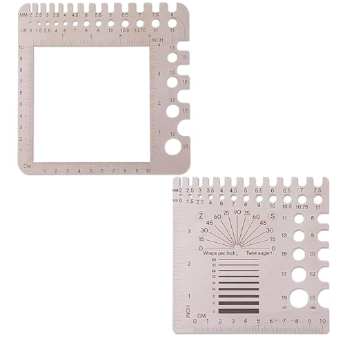 JJUNW 2Pcs Knitting Gauge Measuring Tool, Knitting Needle Gauge, Wood