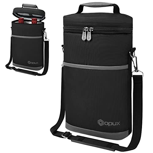 Opux 2 Bottle Wine Carrier Tote, Insulated Wine Cooler Bag, Leakproof Travel Wine Tote For Picnic Travel Byob, Padded Portable Wine Bottle Carrier, Gift For Wine Lover Women, Dark Grey #TOP7