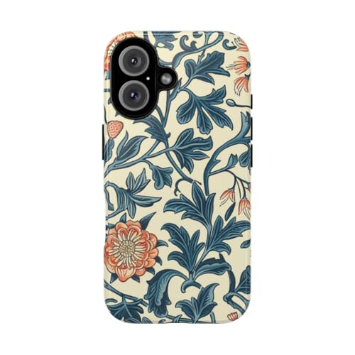 Coque rigide pour iPhone 16 haut de gamme à motif floral bleu brillant