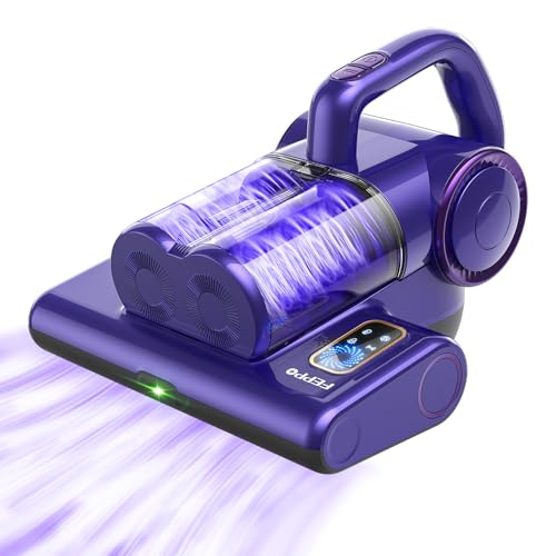 FEPPO Mattress Vacuum Cleaner, 16Kpa Bed Vacuum Cleaner with 253.7nm UV-C Light, 140°F Heat, HEPA Filter & Ultrasonic, Versatile Handheld Vacuums for Bed, Sofa, Couch, Crib(Corded, 500W) Vio