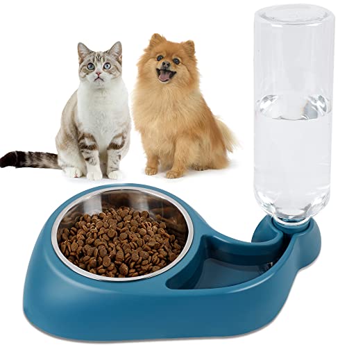DR.DUDU Automatic Cat Feeder Bowl and Water Dispenser, Movable Dog Food and Water Bowl with Stand, Durable Food Feederā¦