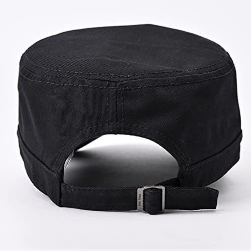 Snapback Hat Mens Fashion Casual Cotton Flat Top Sunshade Washing Hat Hiking Hat Hat (Black, One Size) #TOP4