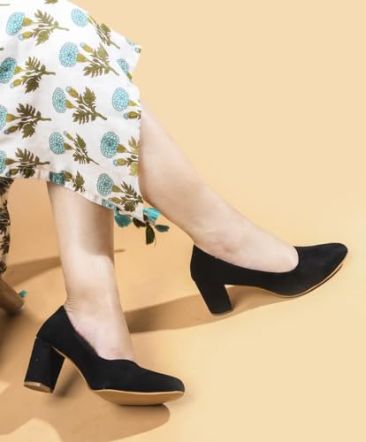 Image of TRYME Gorgeous Heel Bellies Women's Fashion Pointed Block Heel Pump Shoes for Party and Formal Occasions
