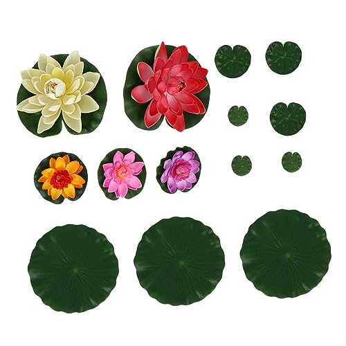 Alipis Decoración Loto Falso para Estanque 14 Pcs Adorno Nenúfar Artificial Flotante