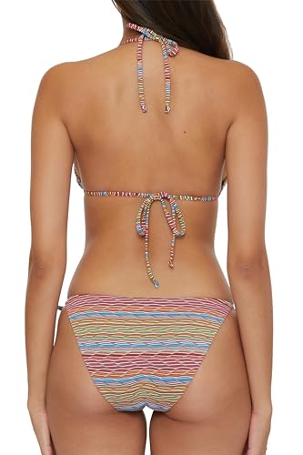 BECCA Women's Free Spirit Triangle Top and Tie Side Bottom Bikini Set, Adjustable, Two Piece Swimsuits3