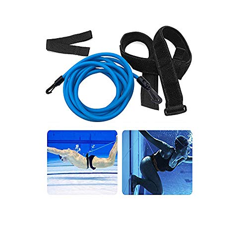 GFHF 4M Swim Training Belts & 1 Pair Swiming Earplugs, Swim Training Leash,Swim Tether Stationary Swimming, Swim Harness Static Swimming Belt, Swim Bungee Cords Resistance Bands