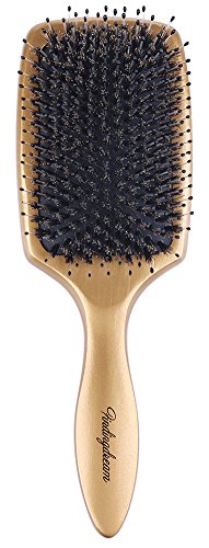 Natural Boar Bristle Hair Brush Premium Wooden Paddle Brush – Add Shine and Improve Hair Texture