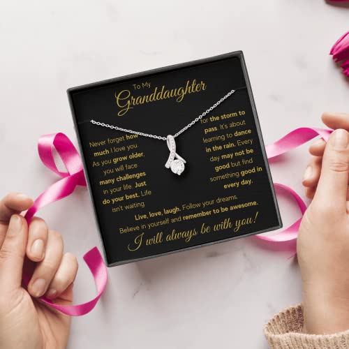 Granddaughter Necklace Gifts From Grandma Grandmother or Grandpa Grandfather To My Granddaughter Graduation Birthday Pendant Jewelry with Message Card and Gift Box 7