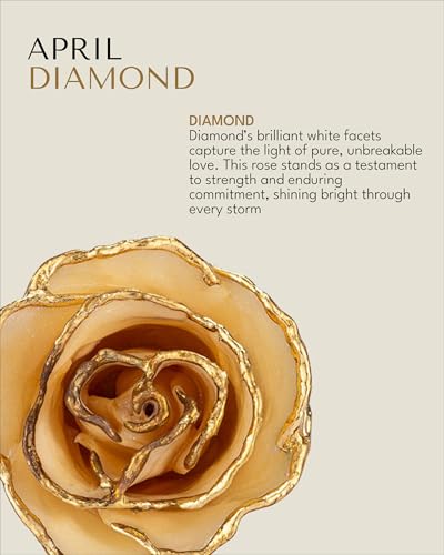 Image of Forever Rose Hand-Dipped in 24K Gold, Diamond April Birthstone