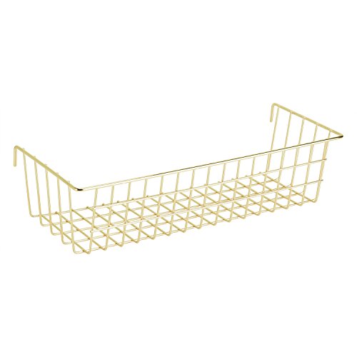 Simmer Stone Gold Hanging Basket for Wire Wall Grid Panel, Multifunction Wall Storage Display Decorative Basket, Size 15.5