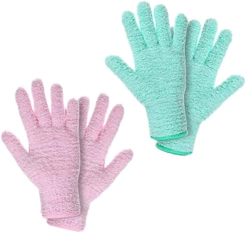 Thinp 2 Pairs Microfiber Dusting Gloves, Reusable Plant Cleaning Gloves-Washable Leaf Cleaning Gloves Gentle Dusting Mitt for Plants House Kitchen Car Blinds Lamps (Pink, Green) - Thumbnail 4