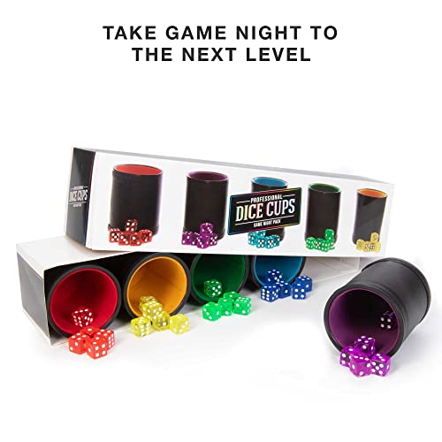 Professional Shaker Cups | Leather With Velvet Felt-Lined Interior | 5 Multicolor Lined Cups And 25 Multicolor Dice Set #TOP3