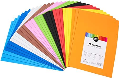 perfect ideaz 30 sheets of A4 coloured foam rubber, foam sheets in 10 different colours, 2 mm thick, colourful foam rubber, set of foam for crafts, DIY supplies, foam rubber mats for children