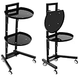 Carro portaherramientas Plegable Ruedas Color Negro peluquería barbería salón de Belleza Esteticista Camarero SPA etc. También Apto Uso doméstico. Bandeja Ruedas Comercial.