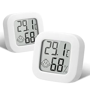 Thermometer hygrometer voor binnen, digitale thermometer, temperatuurmeter binnen, thermometer voor binnen, mini-digitale thermometer, hygrometer, kleine thermometer, vochtmeter, 2 stuks