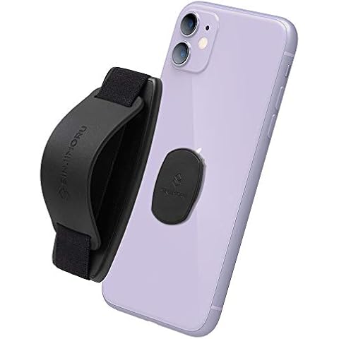 Sinjimoru Detachable Phone Stand Grip Holder, Wireless Charging Compatible Mobile Phone Holder for Hand Phone Strap Finger Holder for iPhone & Android. Sinji Mount S-Grip Black Cover