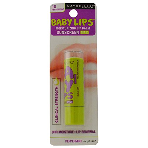 Maybelline Baby Lips Moisturizing Lip Balm SPF 20, Peppermint 0.15 oz (Pack of 2)