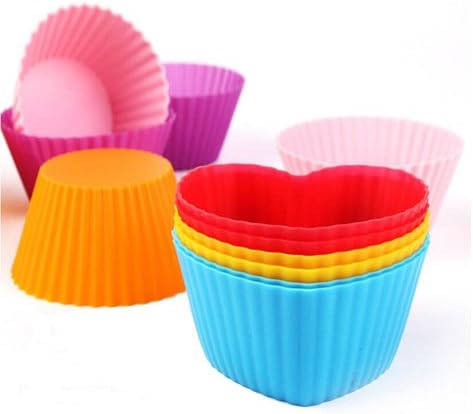 IELEK Silicone Baking Cups Muffin Cups Liners Molds Sets in Storage Container-28 Pack