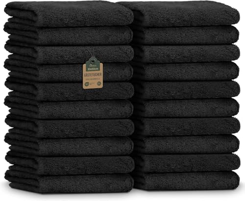 NatureMark Serviettes d'invité – Lot de 20 (30x50 cm), 100% Coton, certifiées Oeko-TEX, Douces,...