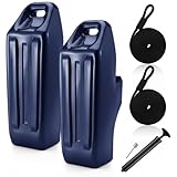 Datanly 2 Pcs Pontoon Boat Fenders Inflatable Boat Bumper for Docking with Ropes Dock Bumper with Locking Recessed Groove and Grip Handle Easy to Install Pontoon Accessories (Navy Blue)
