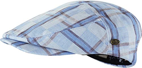 Men's Thick Cotton Summer Newsboy Cap SnapBrim Ivy Driving Stylish Hat (Blue Plaid-4022, L/XL) - Thumbnail 5