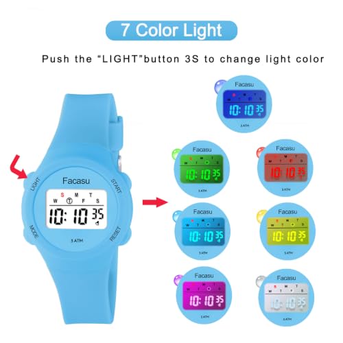 Image of Kids Digital Watch for Girls Boys,Children's Waterproof Colorful Light UP Outdoor Sport Watch with Stopwatch Alarm-Kids Gifts for Girls Boys