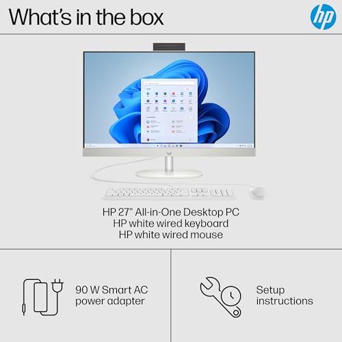 HP 27 inch All-in-One Desktop PC, FHD Display, AMD Ryzen 7 7730U, 32 GB RAM, 1 TB SSD, AMD Radeon Graphics, Windows 11 Home, 27-cr0012 (2024)