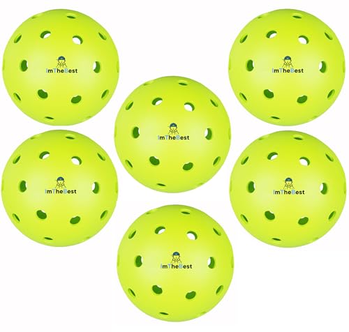 Image of ImTheBest Pickleball Balls, 40 Holes Pickle Balls Pack of 6 Pieces for Outdoor Indoor Sports Play, High Bounce Durable Pickleballs for All Types Paddles, Gifts for Pickleball Lovers