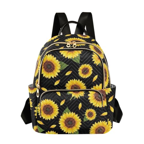 Sac à dos tournesol noir pour femme idéal pour le travail et les sorties citadines