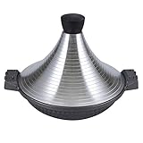 TAPA DE ALEACIÓN DE ALUMINIO : tagine es uno de los utensilios de cocina más populares para diversas técnicas de cocción, desde freír y cocinar hasta hacer sopas y guisos, la tapa de aleación de aluminio evita salpicaduras y mantiene el vapor, la ebullición y la temperatura en la olla constante, el hierro fundido retiene el calor cuando sartén de hierro se retira de la fuente de calor
