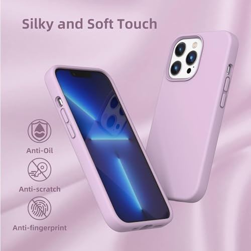 Image of Back Cover for iPhone 13 Pro Case,[Military Shockproof Protection] Liquid Silicone Case with [Soft Anti-Scratch Microfiber Lining for iPhone 13 Pro (Purple)