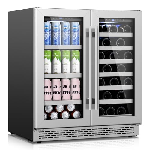 Image of Wine and Beverage Refrigerator, Wine Fridge Under Counter for Kitchen /Home /Bar (Silver, 30 inch 33 Bottles-135 Cans)