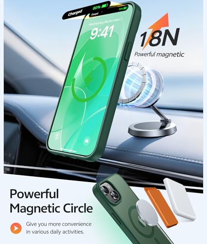 Image of FNTCASE for iPhone 14 Plus Case: for iPhone 15 Plus Magnetic Matte Textured Military Grade Drop Protection Translucent Cell Phone Cover - Slim Shockproof Protective Bumper Phonecase