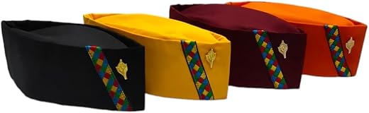 Label AMBEY Cotton Uttarakhand Pahadi Topi, Brahmakamal Uttarakhand Topi, Pahadi Cap, Himachali Cap (Set of 4)