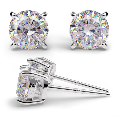 Moissanite Earrings for Women - 0.1 Ct - 1 Ct D Color VVS1 Round Cut Lab Grown Diamond Stud Earrings for Women - 925 Sterling Silver Stud Earrings - Valentines Day Gifts Mothers Day Gifts for Mom Her