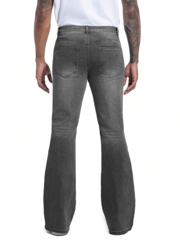 Image of Ben Martin Men's Bootcut Bell Bottom Jeans || Flared Denim Jean for Men || Stretchable Mid Rise Cotton Pants || Retro Style Casual Wear Bootcut' Denim' Jeans;