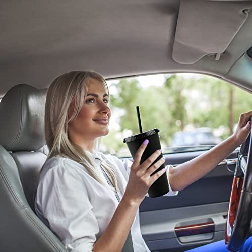 TSLBW Bunte Plastikbecher 5 STK Kunststoffbecher wiederverwendbar mit Deckelstrohhalmen, bunt, bruchsicher, Party-Becher, Trink-Becher, Party-Geschirr, Camping-Geschirr, Kinder