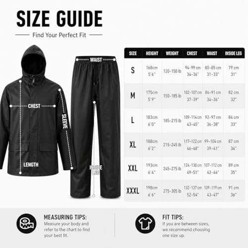Image of Rain Suit For Men & Women Waterproof Heavy Duty Rain Gear Reflective Jacket for Fishing Outdoor Work Raincoats