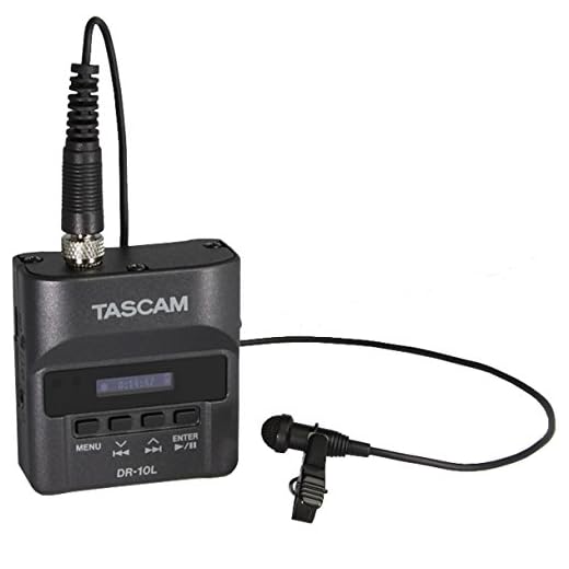 TASCAM Mini Portable Digital Audio Recorder with Lavalier Microphone, 24-Bit/48 kHz BWAV File Format, Black (DR-10L)