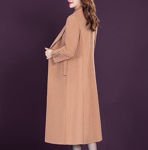 Aprsfn Women's Long Pea Coat Fall Spring Elegant Solid Color Jacket3