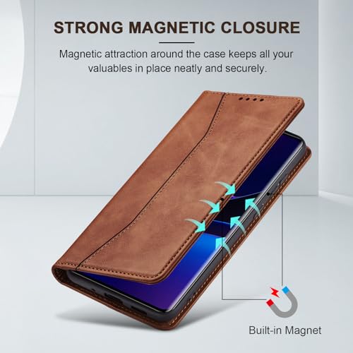 Image of Jasonyu Flip Wallet Case for Motorola Edge (2023),Brown