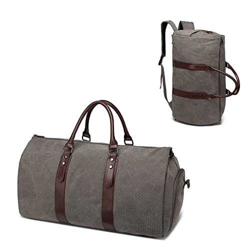 Image of seyfocnia Convertible Travel Garment Bag,Carry on Garment Duffel Bag for Men Women - 2 in 1 Hanging Suitcase Suit Business Travel Bag, Grey-Backpack, Fashion
