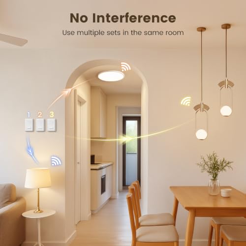 Image of SURAIELEC Wireless Light Switch Kit with Receiver, 15A RF Remote Control