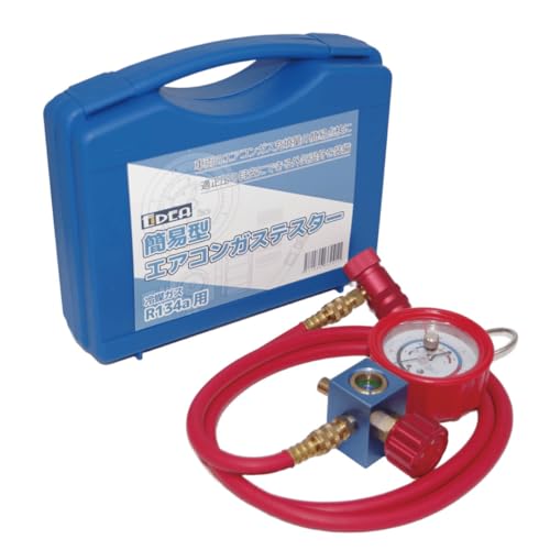 EIDEA 簡易型エアコンガステスター 冷媒ガスR134a用 車両エアコンガス充填量の簡易点検 適正圧の目安に出来る外気温針を装備