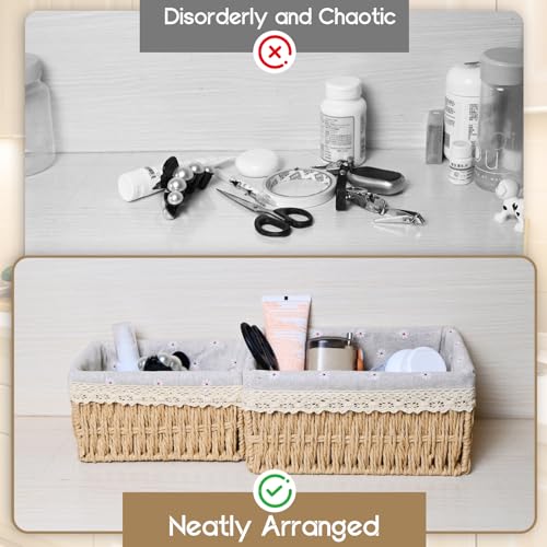 Aufbewahrungskorb Korb Spielzeug Aufbewahrung Badezimmer Körbchen Geflochten Wickeltisch Organizer Körbchen Kinderzimmer Boxen Basket Kleiner Korb 3er Set aus Gewebtem Recyclebarem