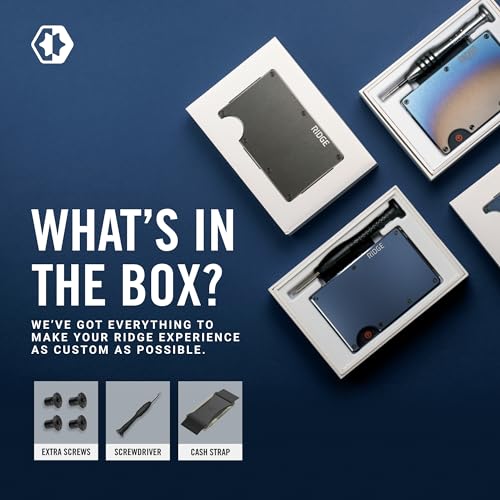 Image of Ridge Slim Minimalist Wallet for Men - Front Pocket RFID Card Holder, Navy, Hex Ridge