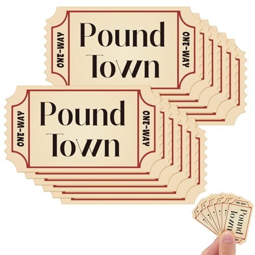 Yinkin 12 Pcs Town Tickets 2" Ticket to Town Sign Valentines Gifts for Romantic Relationship Wedding Anniversary Dates for Boyfriend Girlfriend Husband Wife Partner(Beige)